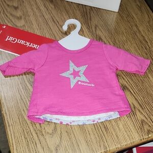 American Girl Fuchsia Sparkly Silver Star Long Sleeve Tee 18" dolls NEW!